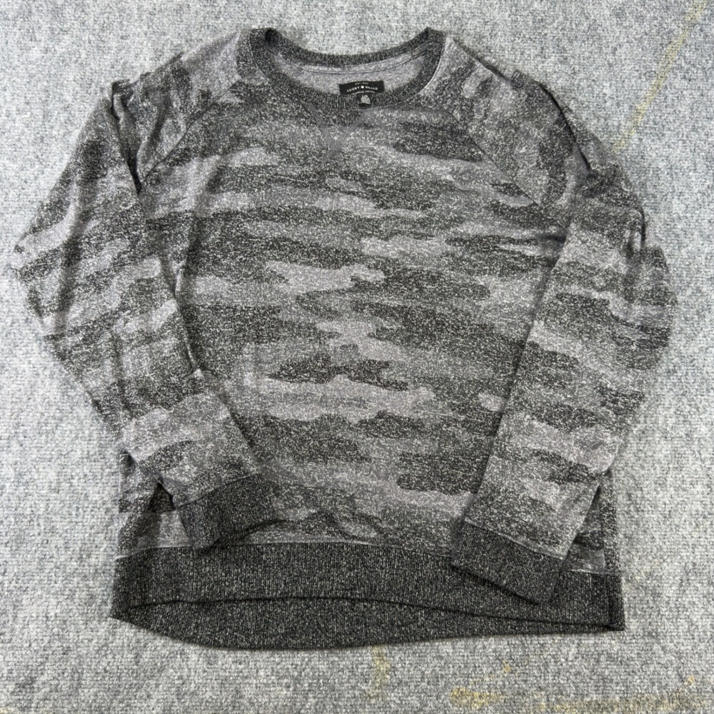 Lucky Brand Camo Crew Neck Sweatshirt Pullover Grey Size Large